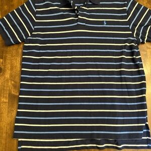 VTG Polo Ralph Lauren Stripe Shirt Pony Blue XL Preppy Office Nautical Coastal